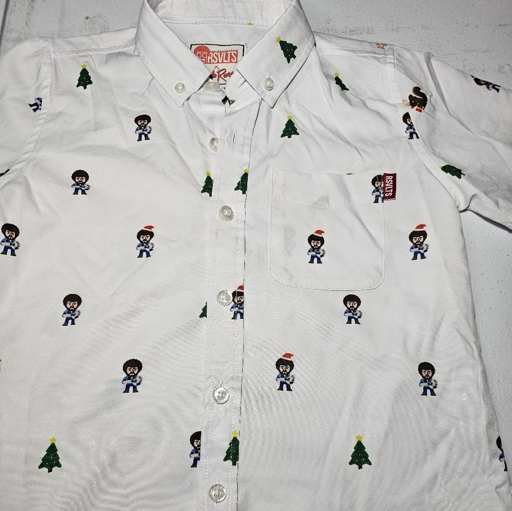 RSVLTS x Bob Ross Kids White Button Down Short Sleeve Shirt - Picture 2 of 9